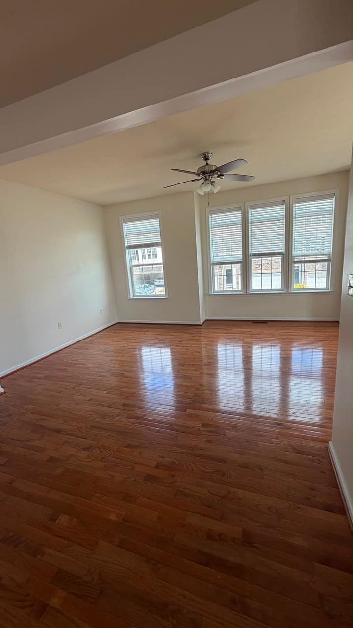Gleaming hardwood floors after professional cleaning